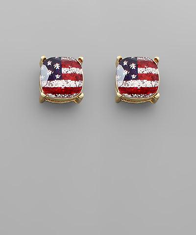 Gold American Flag Studs