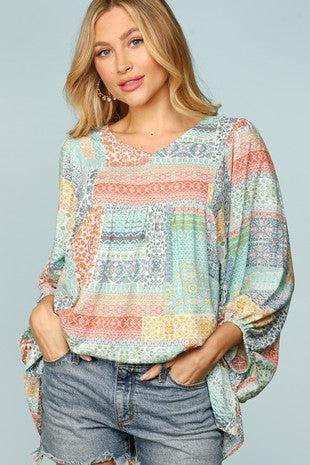 Bohemian Bubble Sleeve Top