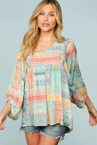 Bohemian Bubble Sleeve Top