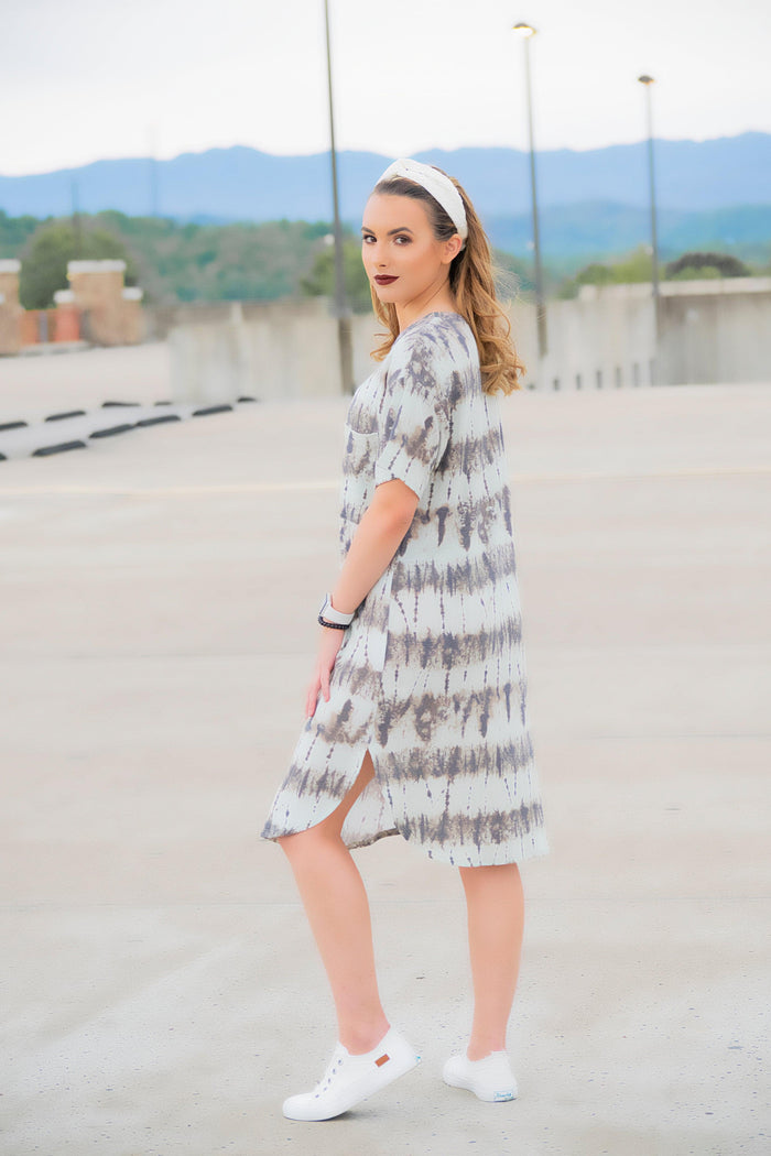 Mint/Charcoal Tie dye dress - 512 Boutique