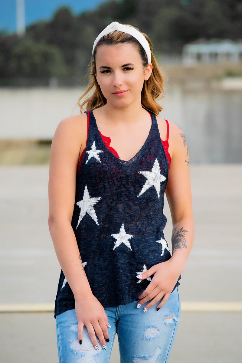 Navy Star Tank - 512 Boutique