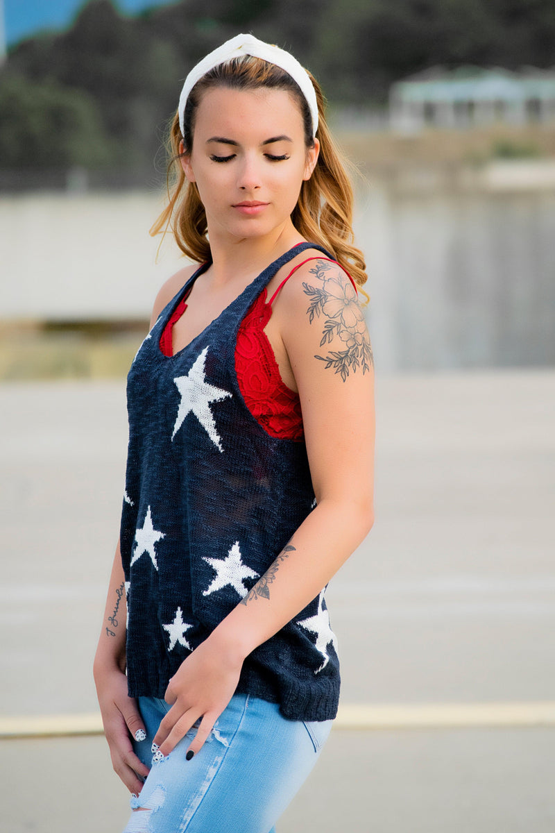 Navy Star Tank - 512 Boutique