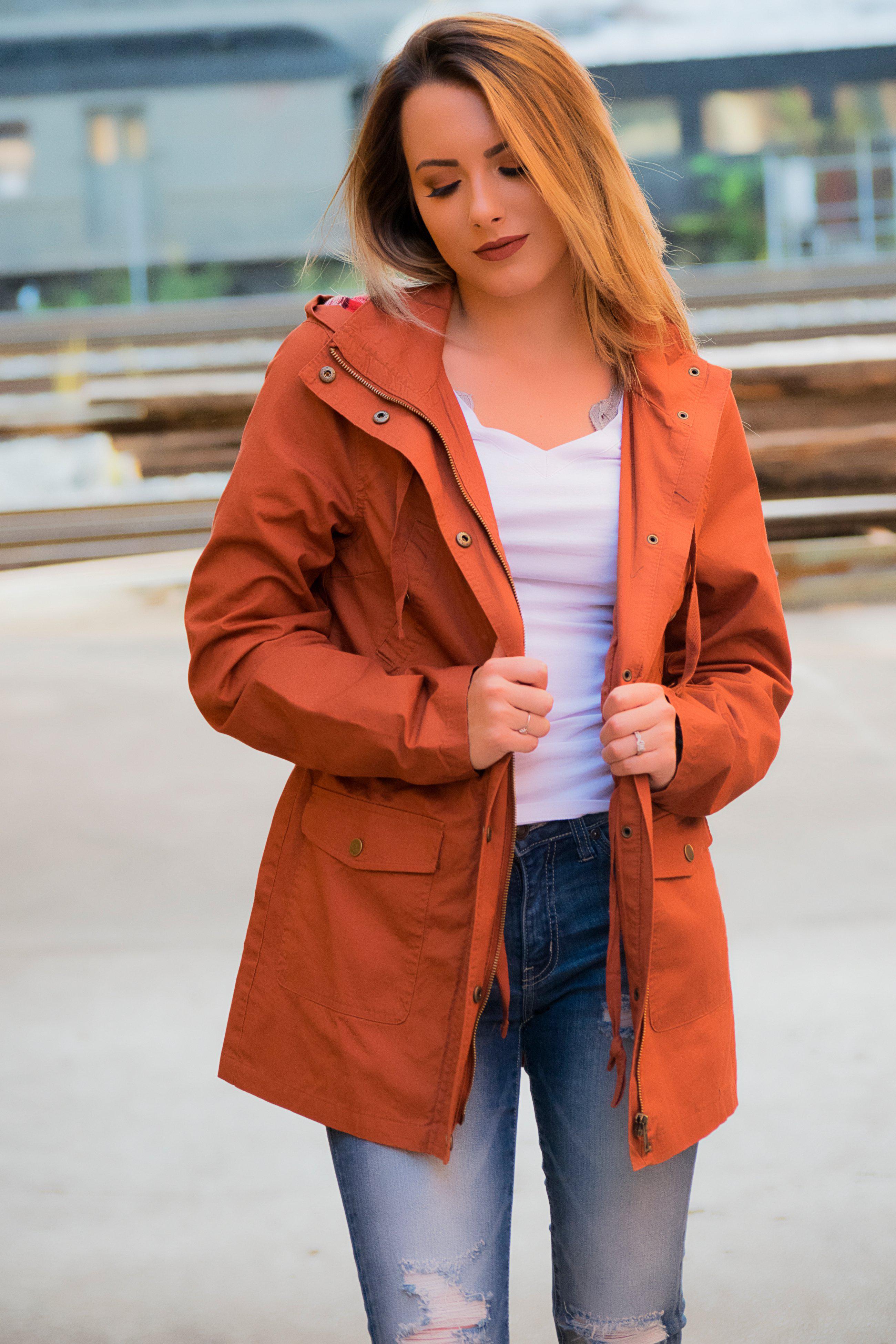 Orange utility jacket best sale