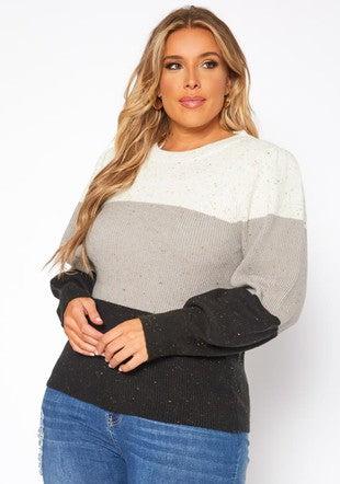 Curvy Confetti Color Block Sweater