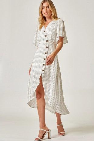 White Polka dot Midi dress