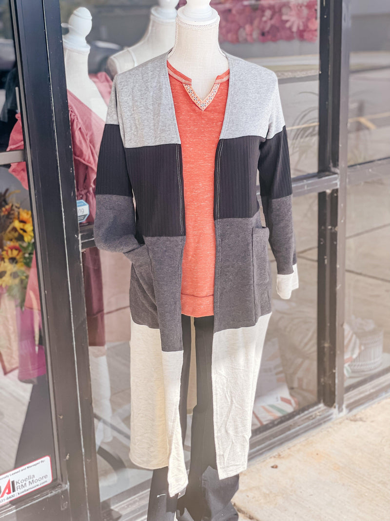 Gray Colorblock Cardigan